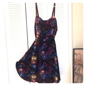 Fireworks dress with leather belt-- never worn!